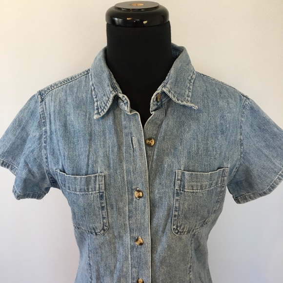 VTG 90s Maurices Chambray Button Down Short Sleeve, M - Picture 5 of 7